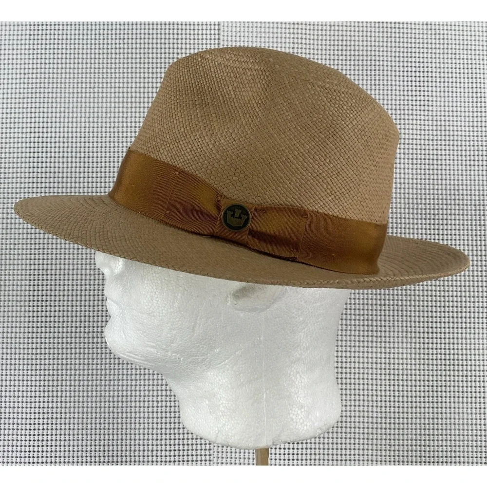 Goorin Bros Panana Toquilla Straw Fedora Hat Size Large Beige USA Made - Picture 3 of 8